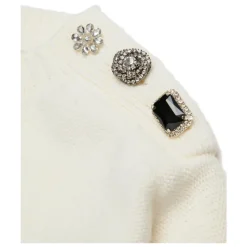 Trui met juweelknoop van wolmix