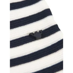 Tutina girocollo a serafino manica lunga fantasia a righe con patch mini logo e bottoni