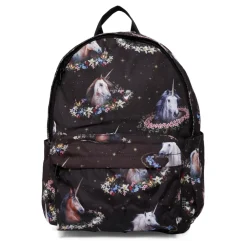 Unicorn Print Zwarte Polyester Rugzak