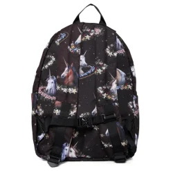 Unicorn Print Zwarte Polyester Rugzak