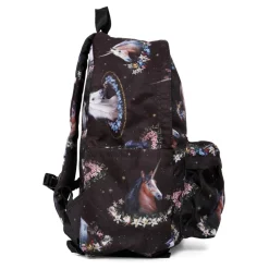 Unicorn Print Zwarte Polyester Rugzak