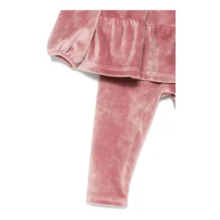Velvet Roze Jurk Set Ronde Hals