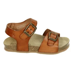 Verstelbare sandaal in cognac leer