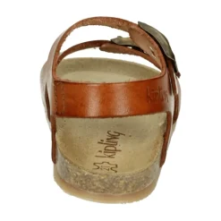 Verstelbare sandaal in cognac leer