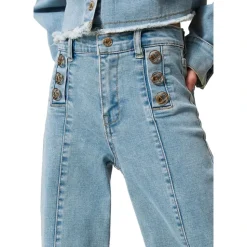 Wide leg jeans met logoknopen