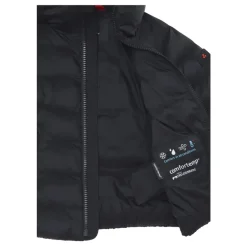 Winter pasgeboren zwart gewatteerd capuchonjack