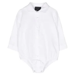 Wit Geborduurd Overhemd Klassieke Kraag