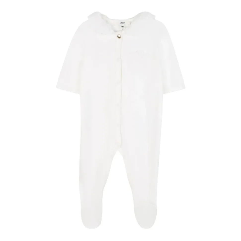 Wit Pyjama Set met Slabbetjes en Hoed