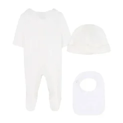 Wit Pyjama Set met Slabbetjes en Hoed