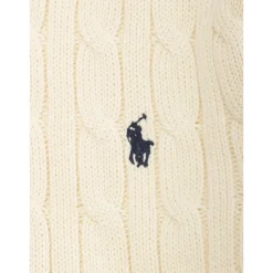 Witte Cable Knit Sweater met Pony Borduurwerk