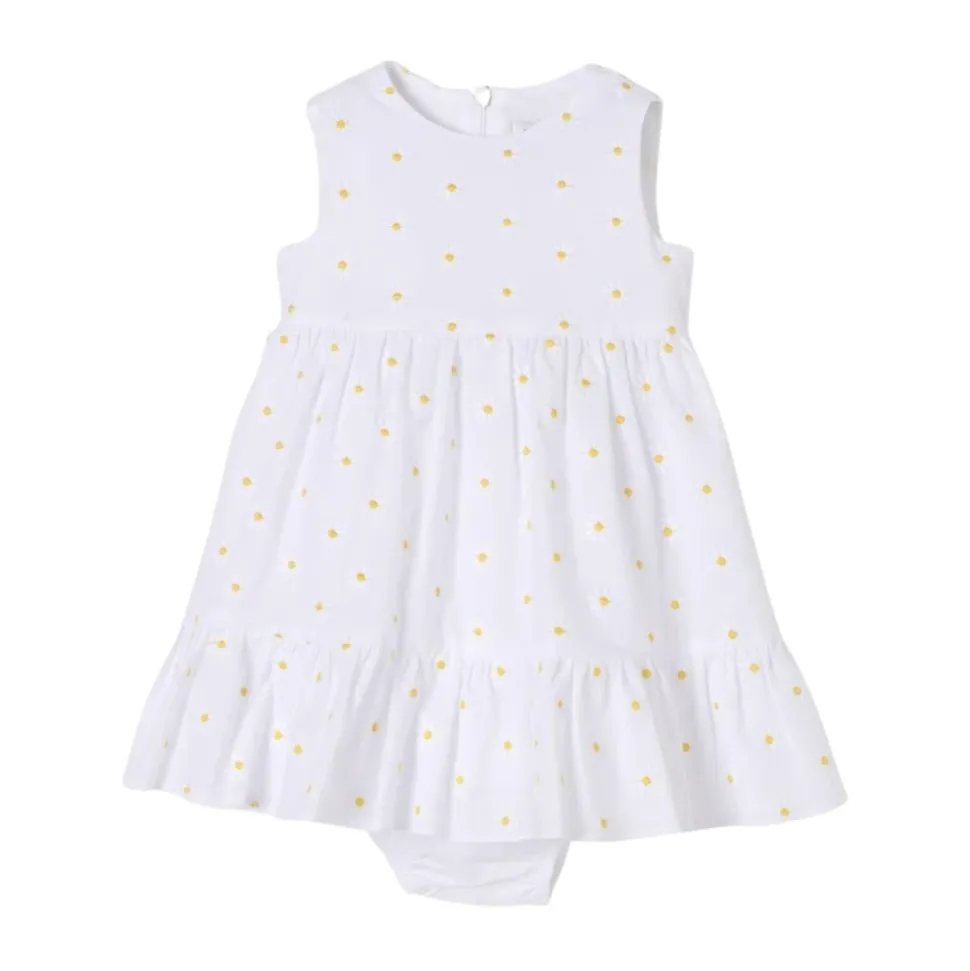 Witte Daisy Print Mouwloze Zomerjurk voor Kinderen