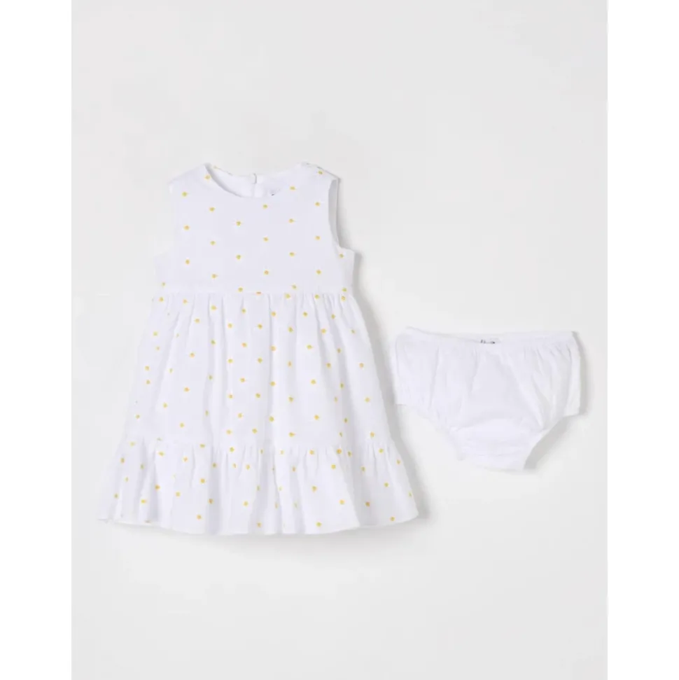 Witte Daisy Print Mouwloze Zomerjurk voor Kinderen