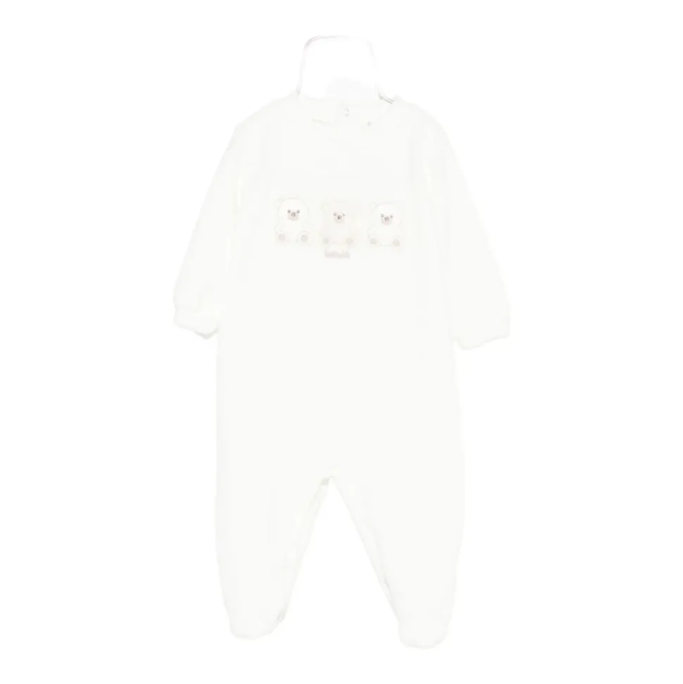 Witte Geborduurde Romper met Lange Mouwen