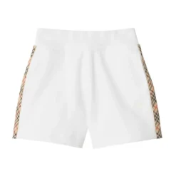 Witte geruite shorts met elastische taille