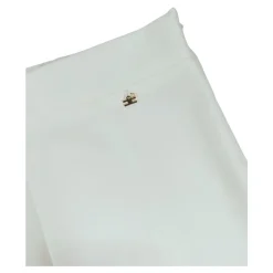 Witte hoge taille broek met metalen logo