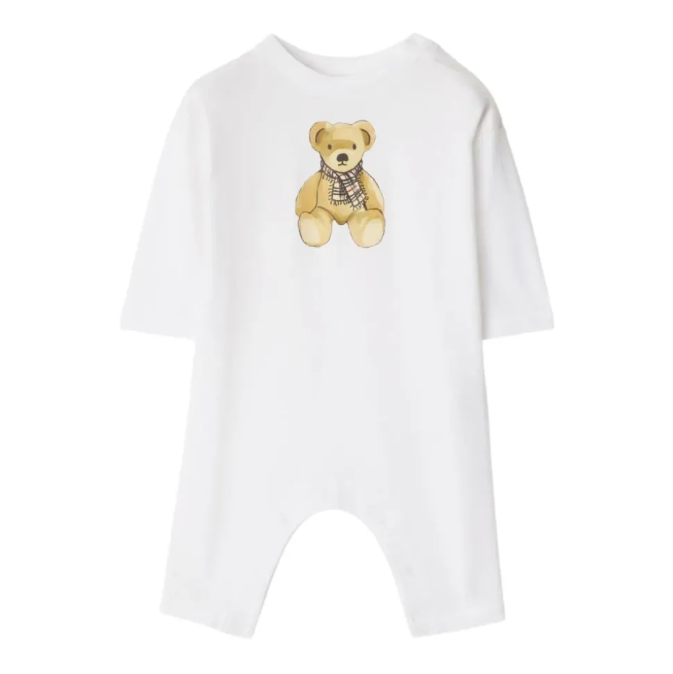 Witte Jurk met Logo Print Lange Mouwen