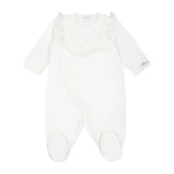 Witte Katoenen Babypak met Rozenversiering
