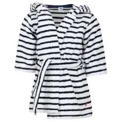 Witte Katoenen Badjas met Blauwe Strepen