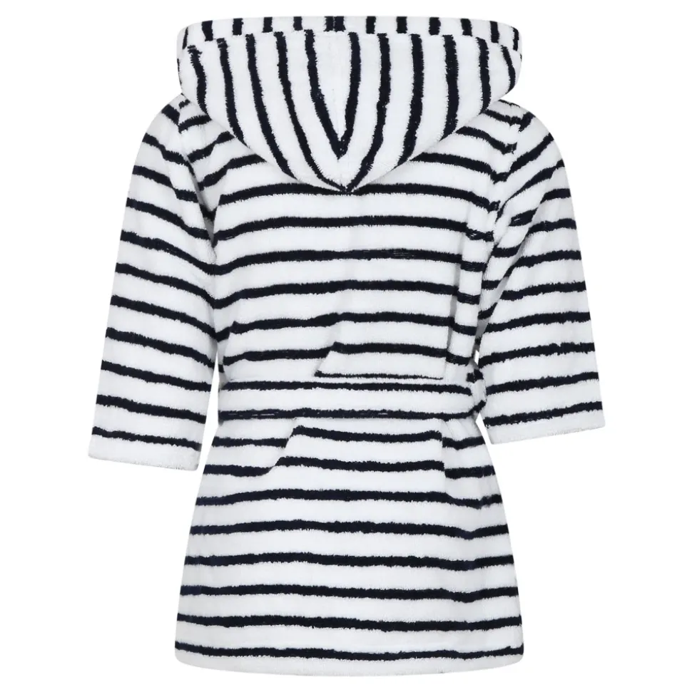 Witte Katoenen Badjas met Blauwe Strepen