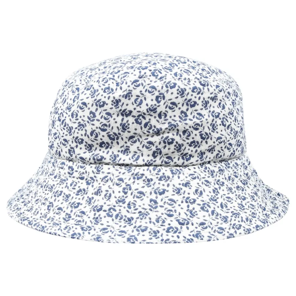 Witte Katoenen Cloche met Blauwe Bloemen