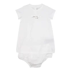 Witte Katoenen Jurk met Logo Print