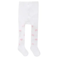 Witte katoenen panty met roze strik