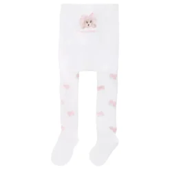 Witte katoenen panty met roze strik