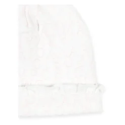 Witte Katoenen Pasgeboren Mutsen met Roze Logo