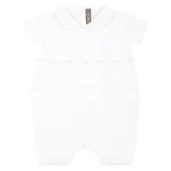 Witte Katoenen Romper met Peter Pan Kraag