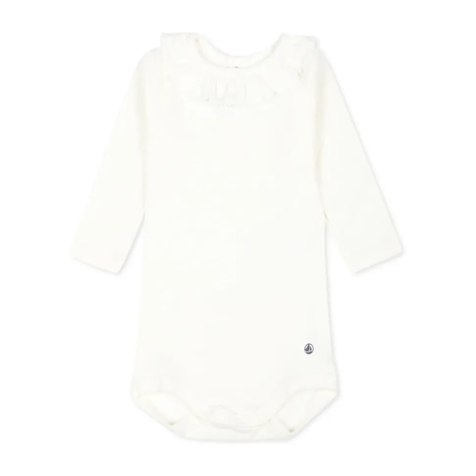 Witte Katoenen Romper met Ruches