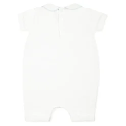 Witte Katoenen Romper met Blauw Lint