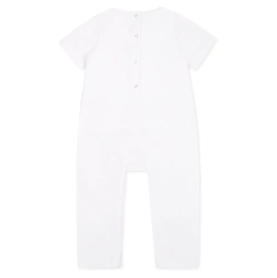 Witte Katoenen Romper met Zwart Logo