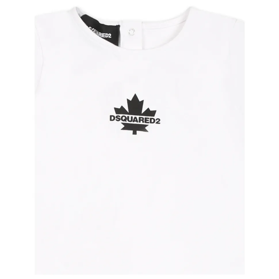 Witte Katoenen Romper met Zwart Logo