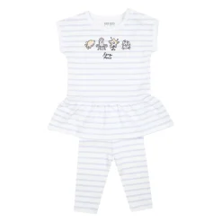 Witte Katoenen Sportpak met Marine Dierenprints