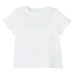 Witte Kinder T-shirt met Logo Borduursel