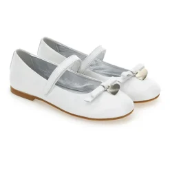 Witte Leren Ballet Flats met Enkelband