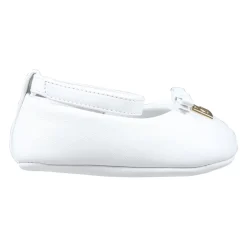 Witte Leren Balletflats met Strik