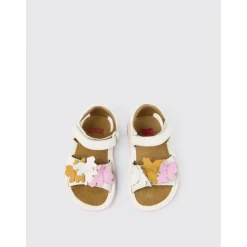 Witte leren bloemsandalen voor kinderen