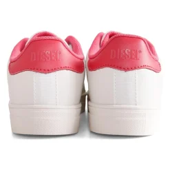 Witte Leren Sneakers met Roze Detail