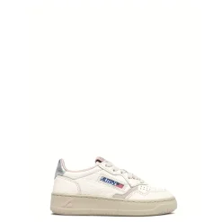 Witte Leren Sneakers Zilveren Hak