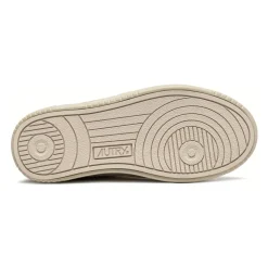 Witte Leren Sneakers Zilveren Hak