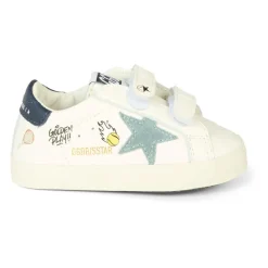 Witte Leren Tennissneakers met Blauwe Ster