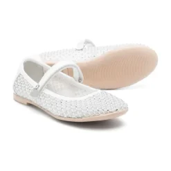 Witte Strass Ballerina Platte Schoenen