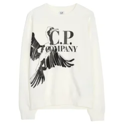 Witte Sweater met Ronde Hals en Logo Print