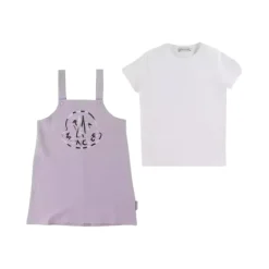 Witte T-shirt en Overgooier Jurk Set