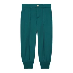 Wollen broek met vierkante print met merklogo