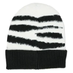 Zebra Print Zwarte Beanie Muts
