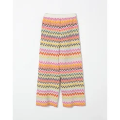 Zigzag Knit Wide Leg Broek