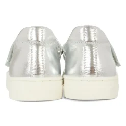 Zilveren Leren Ballerina met Teddy Bear Patch