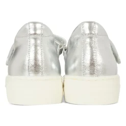 Zilveren Leren Ballerina met Teddy Bear Patch